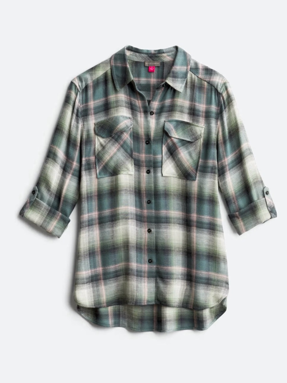 Vince Camuto Plaid Button-Down Shirt in Black, Green